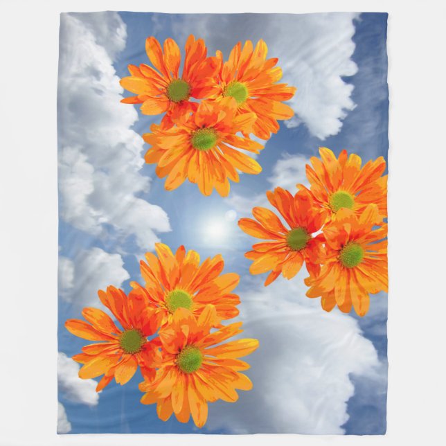 Only 3 Gerbera Daisy Blossoms + your text & ideas Fleece Blanket (Front)