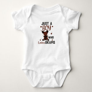 Only A Boy Of Okapis Loves - Waldgiraffe Zebra Baby Bodysuit