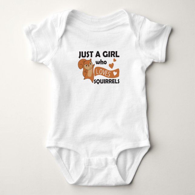 Only A Girl Loves The Squirrel - Sweet Animals Baby Bodysuit (Front)