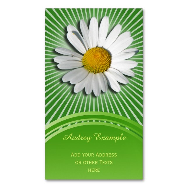 Only a Marguerite Blossom + your backgr. & ideas Magnetic Business Card (Front Vertical)
