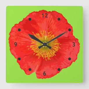 Only a Poppy Blossom + your backgr. & ideas Square Wall Clock