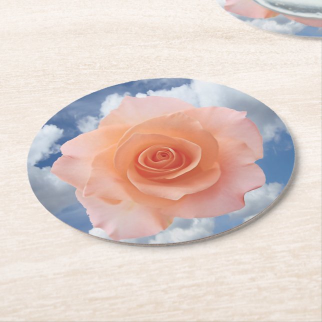 Only a Rose Blossom + your text & ideas Round Paper Coaster (Angled)