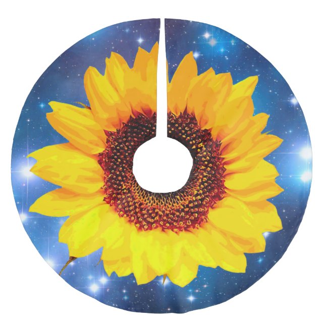 Only a Sunflower Blossom + your text & ideas Brushed Polyester Tree Skirt (Front)
