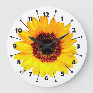 Only a Sunflower Blossom + your text & ideas Large Clock
