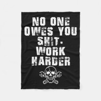 (only Back) Owes You Work Harder  Fleece Blanket