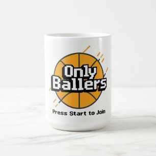 Only Ballers: Press Start to Join Coffee Mug (Pixe