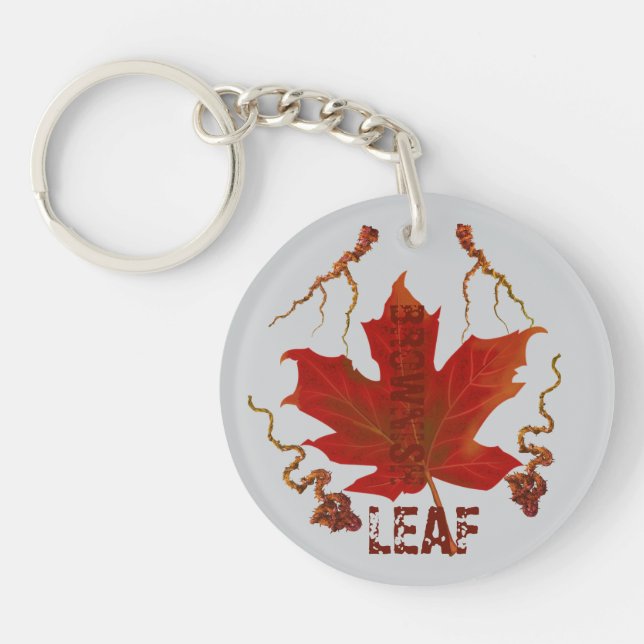Only Brownish Oak Leaf Acrylic Keychain (Front)