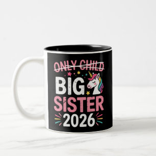 Only Child Crossed Out Big Sister 2026 Pregnancy  Two-Tone Coffee Mug