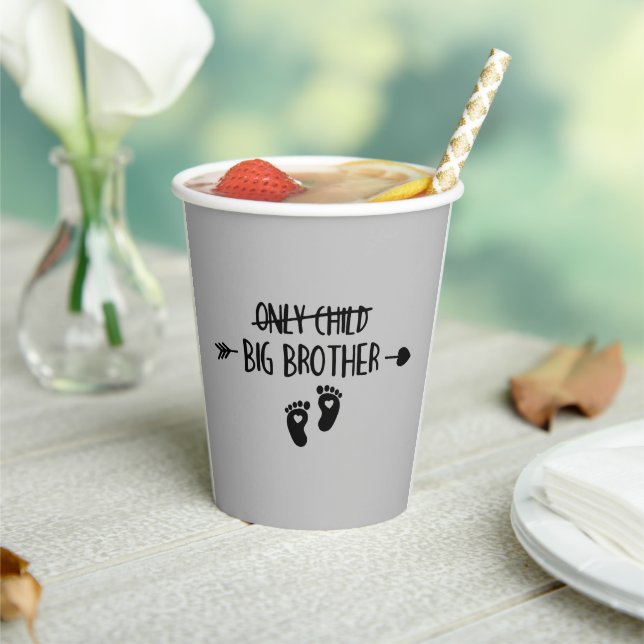 Only Child Crossed Out Now Big Brother Paper Cups (Insitu)