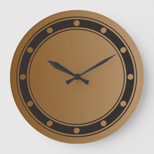 ONLY COLOR gradients brown - rings & dots black Large Clock (Front)