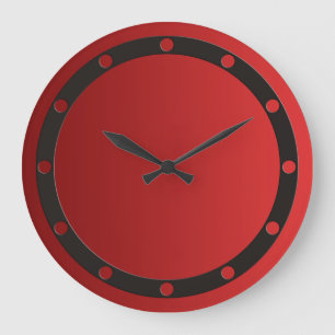 ONLY COLOR gradients fire red - ring & dots black Large Clock