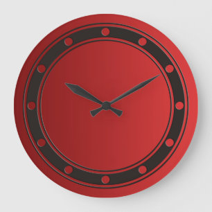 ONLY COLOR gradients fire red - rings & dots black Large Clock