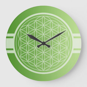 ONLY COLOR gradients green - Flower of Life Large Clock