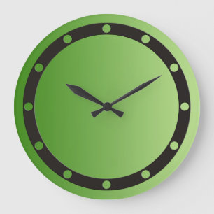 ONLY COLOR gradients green - ring & dots black Large Clock
