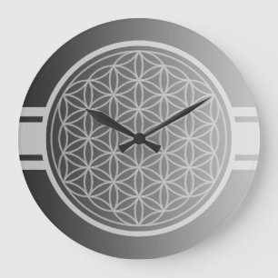 ONLY COLOR gradients grey - Flower of Life Large Clock