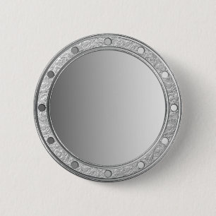 ONLY COLOR gradients - grey - rings & dots silver 6 Cm Round Badge