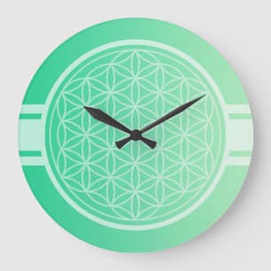 ONLY COLOR gradients ocean green - Flower of Life Large Clock