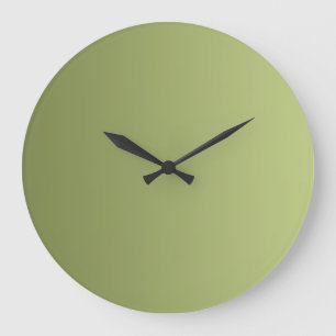 ONLY COLOR gradients - olive green Large Clock