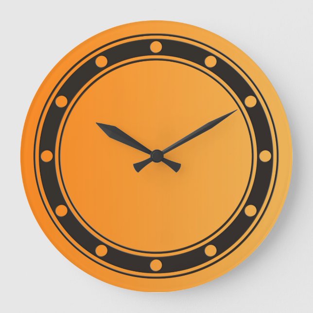 ONLY COLOR gradients orange - rings & dots black Large Clock (Front)