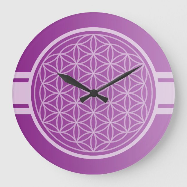 ONLY COLOR gradients plum - Flower of Life Large Clock (Front)