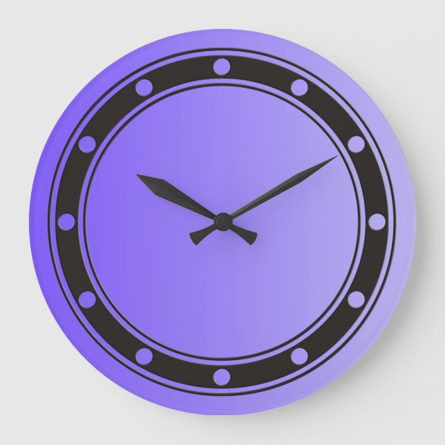 ONLY COLOR gradients violet - rings & dots black Large Clock (Front)