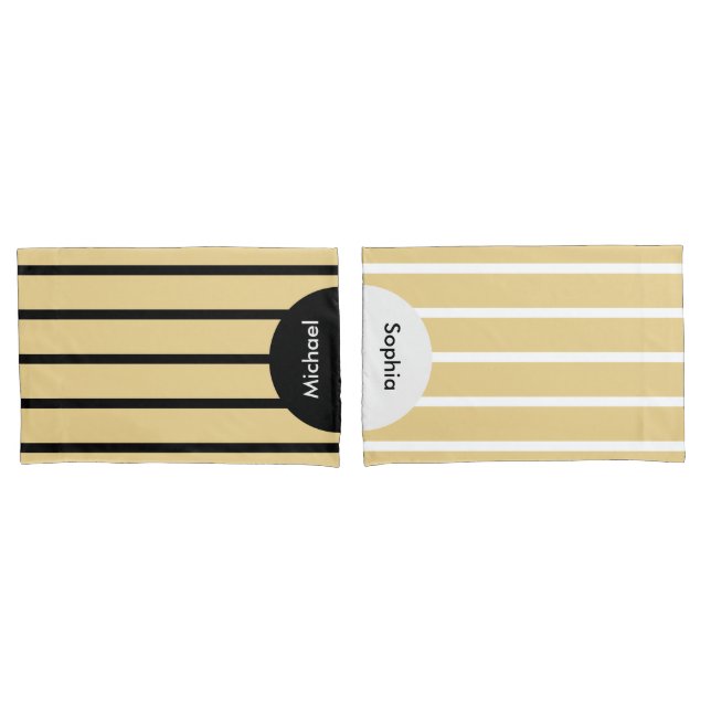 ONLY COLOR STRIPES - beige + your backg. Pillowcase (Front-Set)