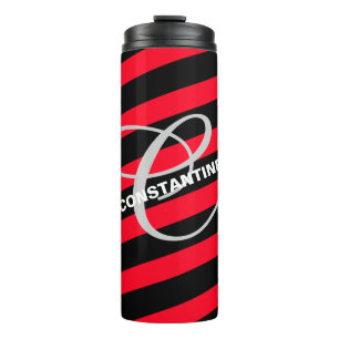ONLY COLOR STRIPES - black + your backgr. & ideas Thermal Tumbler