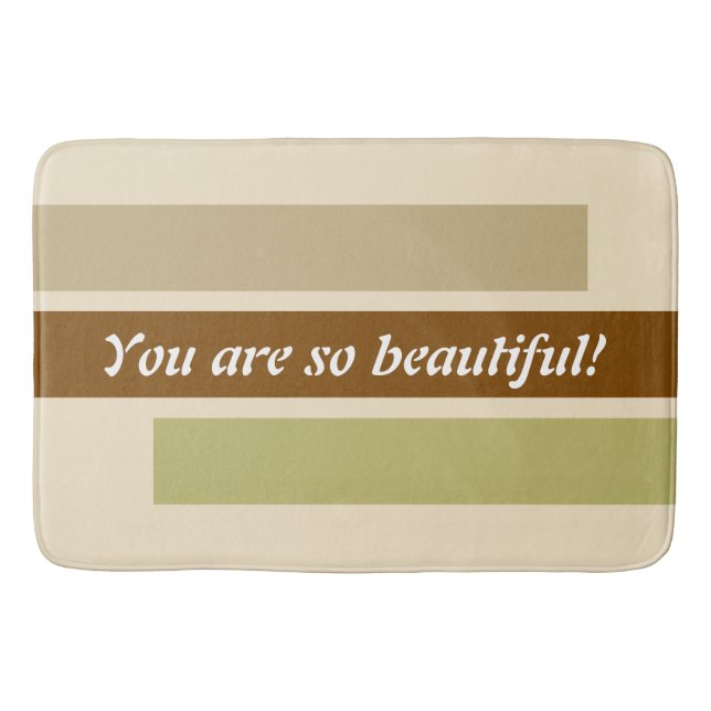 ONLY COLOR STRIPES - khaki brown beige Bath Mat (Front)