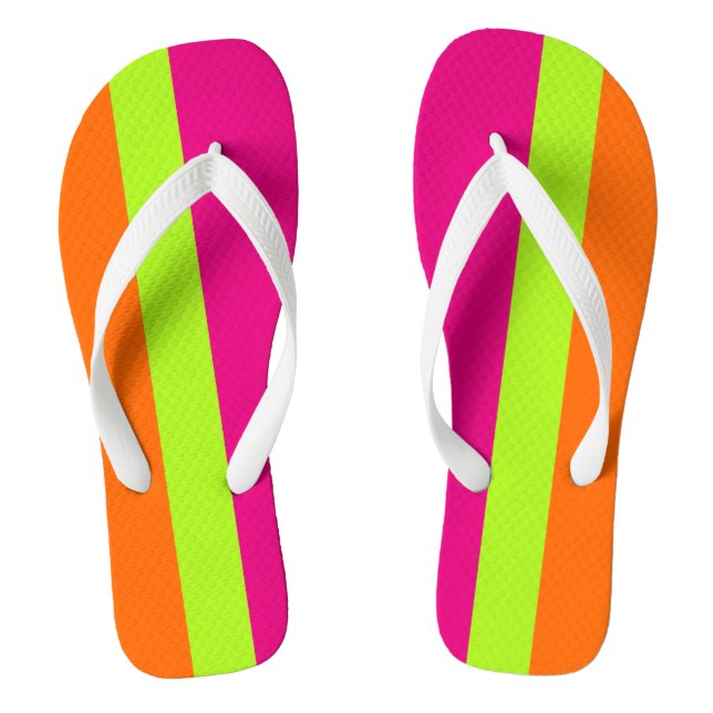 ONLY COLOR STRIPES - spring green, orange Thongs (Footbed)