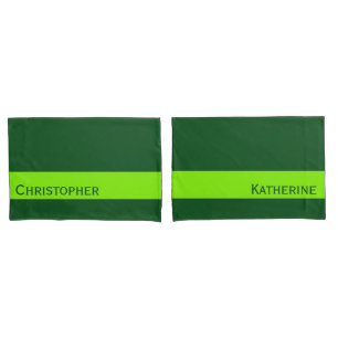 ONLY COLOR STRIPES - spring green + your name Pillowcase