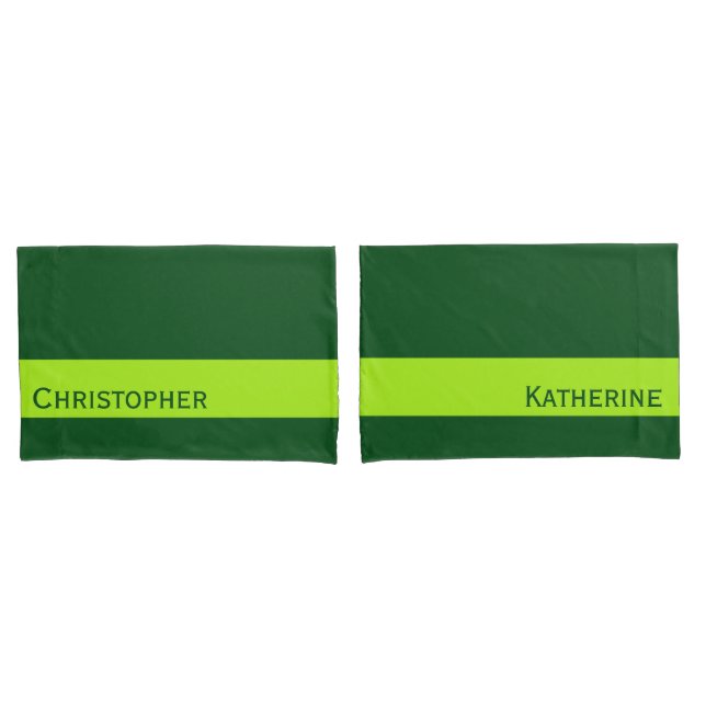 ONLY COLOR STRIPES - spring green + your name Pillowcase (Front-Set)