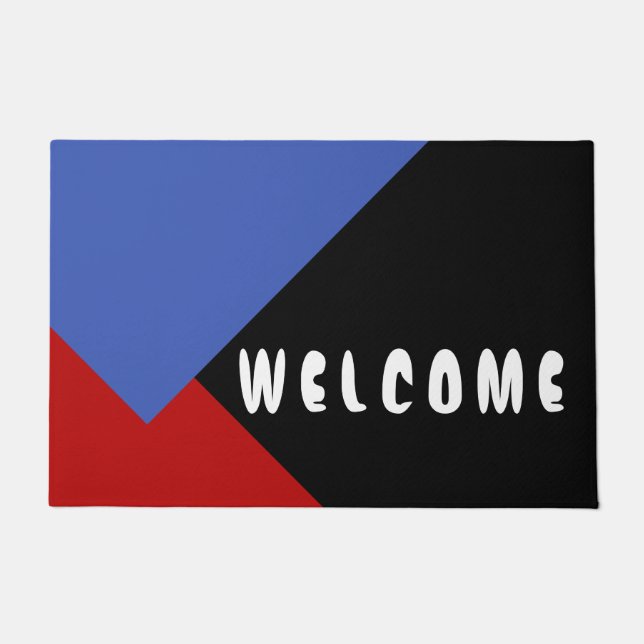 Only Colour Background - blue red + your ideas Doormat (Front)
