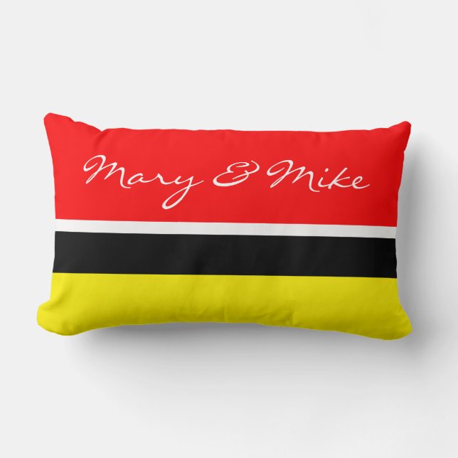 Only Colour Background - fire red + your ideas Lumbar Cushion (Front)