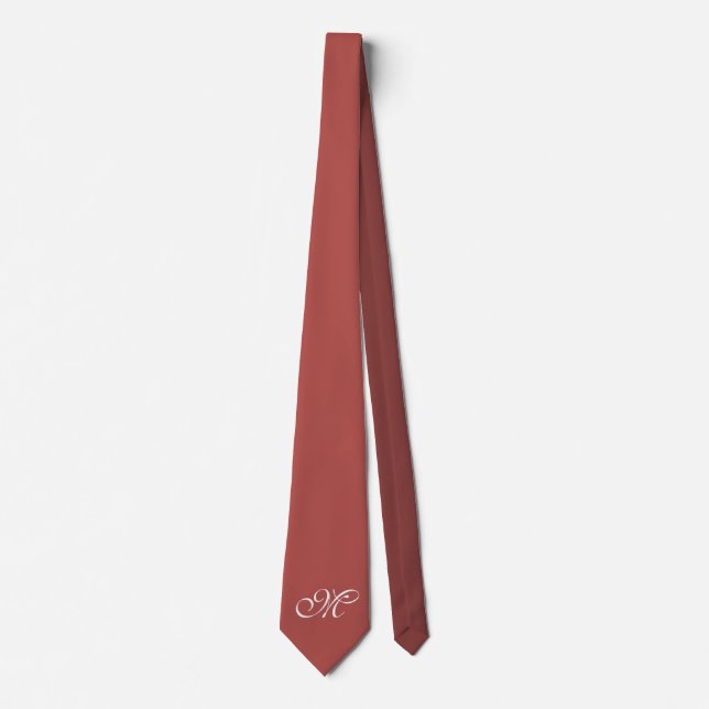 Only Colour Background - marsala + monogram Tie (Front)