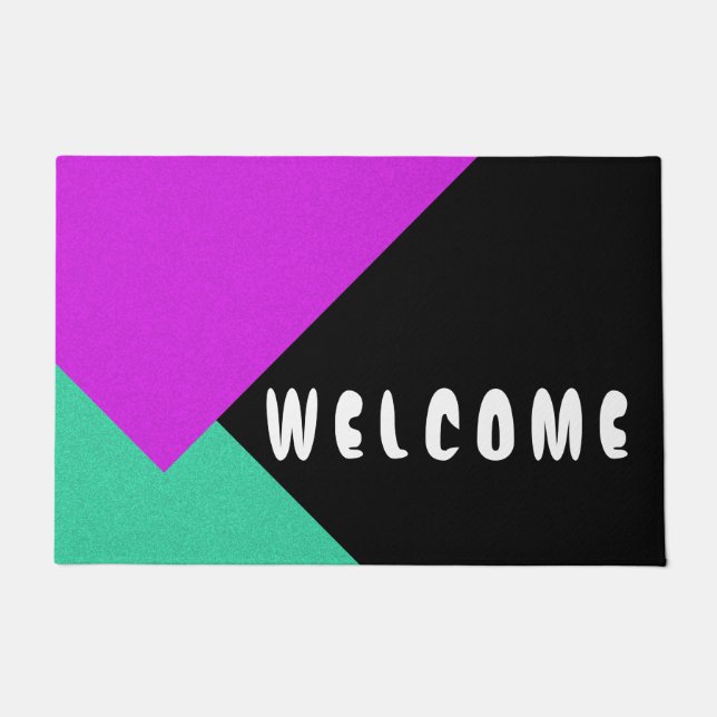 Only Colour Background - mint pink + your ideas Doormat (Front)
