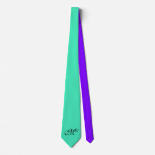 Only Colour Background - mint violet + monogram Tie