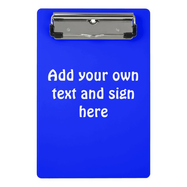 Only Colour Background - royal blue + your ideas Mini Clipboard (Front)