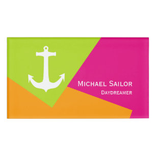 Only Colour Background - spring green orange Name Tag