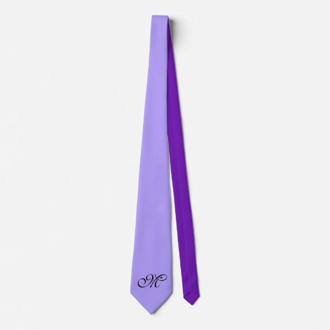 Only Colour Background - violet purple + monogram Tie (Front)