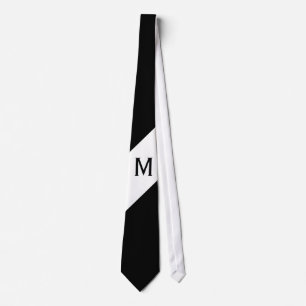 Only Colour & Banner - black white + monogram Tie