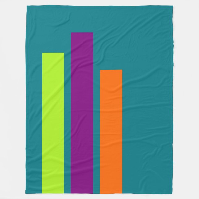 Only Colour Stripes - spring green plum orange Fleece Blanket (Front)