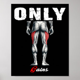 Only Gains Bodybuilding Workout Gym2  Poster