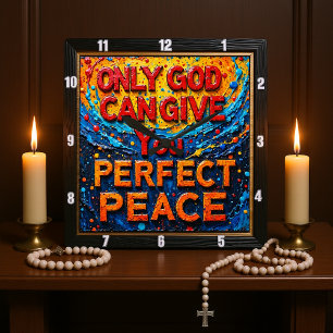 Only God Can Give You Perfect Peace Artwork Square Wall Clock