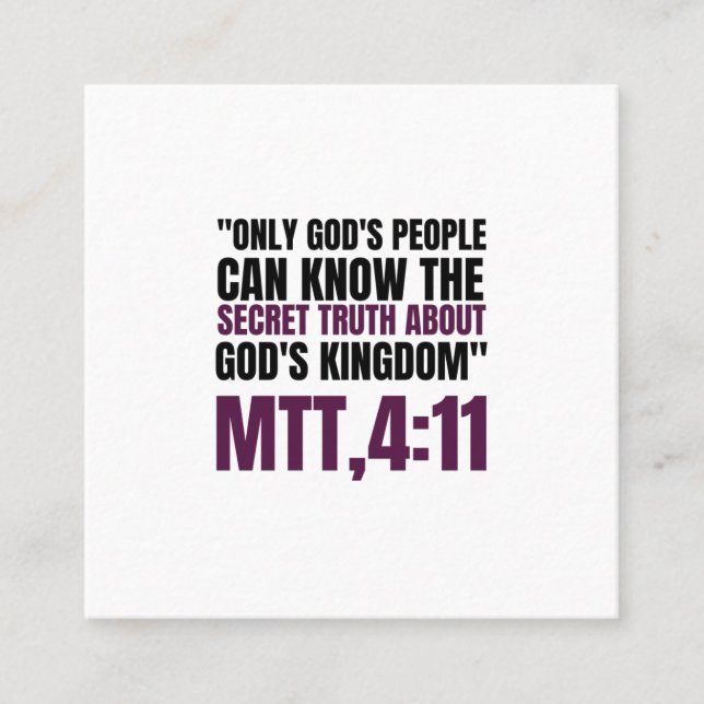 only God's people can know the secret truth about Square Business Card (Front)