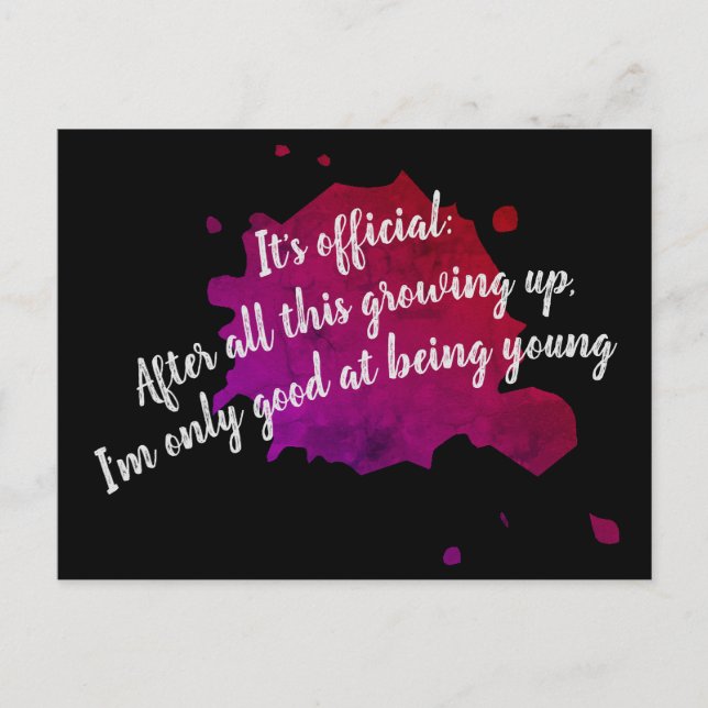 Only good at being young postcard (Front)
