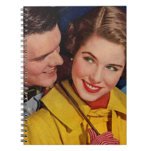 Only her umbrella comes between them notebook