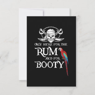Only Here Rum And Booty Pirate & Parrot Pirate Card