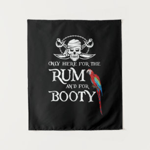 Only Here   Rum And  Booty Pirate & Parrot Pirate Tapestry