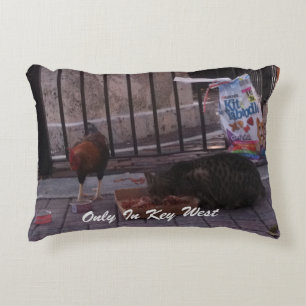 "Only In Key West" Cat & Rooster Pillow