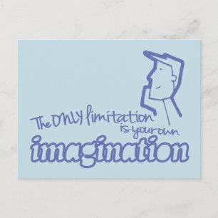 Only limitation imagination blue quote postcard